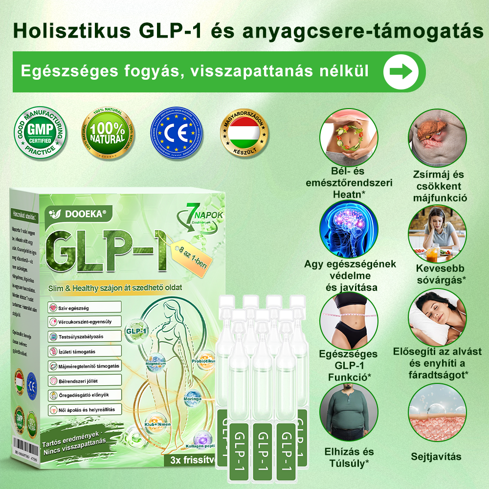 🧑‍⚕️DOOEKA® GLP-1 8-az-1 Slim & Healthy Szájon át Szedhető Oldat (Napi 1 adag · Eredmény 7 nap alatt),Segíti a fogyást, védi a szívet, szabályozza a cukorszintet, javítja az emésztést és az ízületeket — miközben feszesíti a bőrt és növeli az energiát.