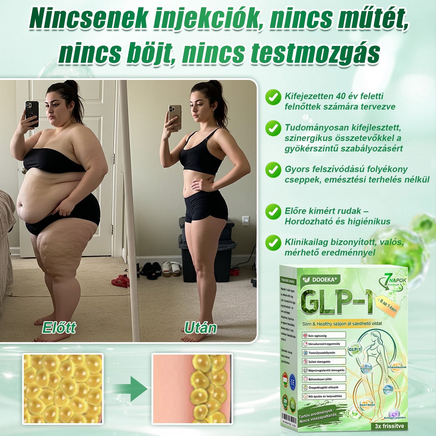 🧑‍⚕️DOOEKA® GLP-1 8-az-1 Slim & Healthy Szájon át Szedhető Oldat (Napi 1 adag · Eredmény 7 nap alatt),Segíti a fogyást, védi a szívet, szabályozza a cukorszintet, javítja az emésztést és az ízületeket — miközben feszesíti a bőrt és növeli az energiát.