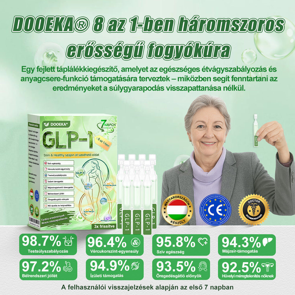 🧑‍⚕️DOOEKA® GLP-1 8-az-1 Slim & Healthy Szájon át Szedhető Oldat (Napi 1 adag · Eredmény 7 nap alatt),Segíti a fogyást, védi a szívet, szabályozza a cukorszintet, javítja az emésztést és az ízületeket — miközben feszesíti a bőrt és növeli az energiát.