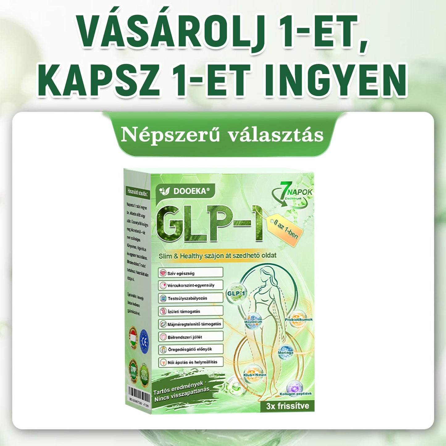 🧑‍⚕️DOOEKA® GLP-1 8-az-1 Slim & Healthy Szájon át Szedhető Oldat (Napi 1 adag · Eredmény 7 nap alatt),Segíti a fogyást, védi a szívet, szabályozza a cukorszintet, javítja az emésztést és az ízületeket — miközben feszesíti a bőrt és növeli az energiát.